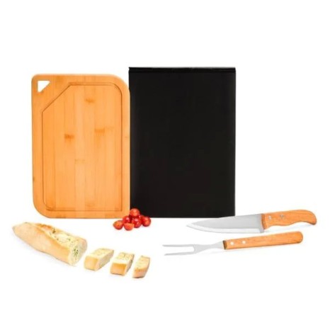 Conjunto para Churrasco em Bambu / Inox / Madeira 3 Pçs Personalizado
