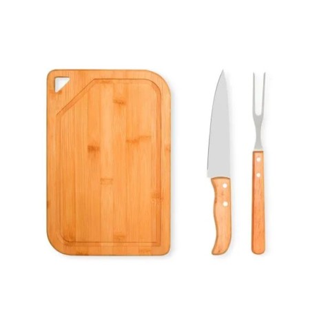 Conjunto para Churrasco em Bambu / Inox / Madeira 3 Pçs Personalizado