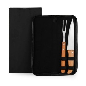 Conjunto de Garfo e Faca Inox / Madeira / Bambu com Estojo- 3 Pçs Personalizado