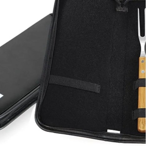 Conjunto Garfo e Faca Bambu / Madeira / Inox com Estojo Frankfurt 3 Pçs Personalizado