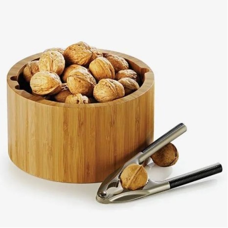 Cumbuca em Bambu com Quebra-Nozes Madri 1,8 L 2 Pçs Personalizado