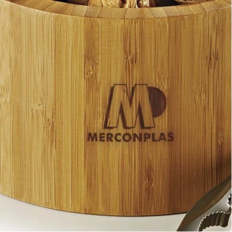 Cumbuca em Bambu com Quebra-Nozes Madri 1,8 L 2 Pçs Personalizado