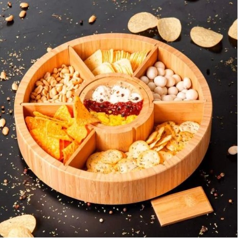 Petisqueira Giratória em Bambu 7 Div, Personalizado