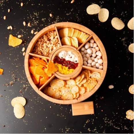 Petisqueira Giratória em Bambu 7 Div, Personalizado