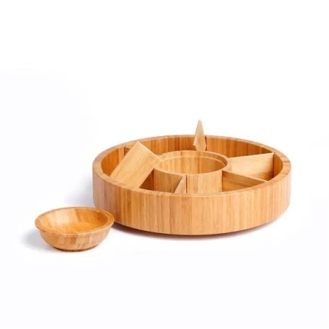 Petisqueira Giratória em Bambu 7 Div, Personalizado