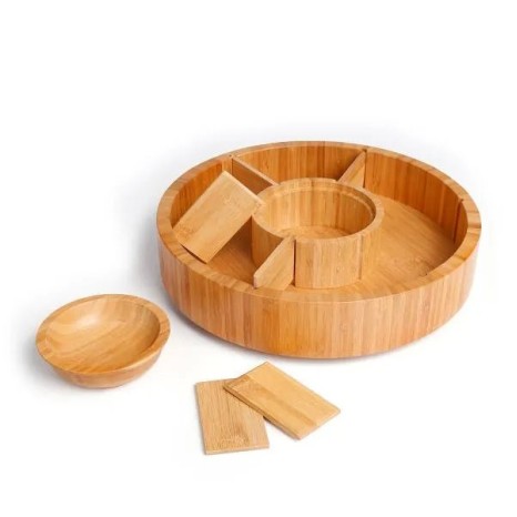 Petisqueira Giratória em Bambu 7 Div, Personalizado
