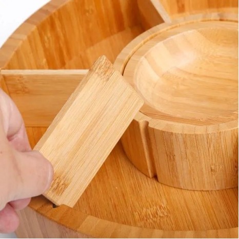 Petisqueira Giratória em Bambu 7 Div, Personalizado