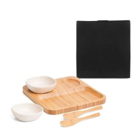 Conjunto para Petiscos e Patês em Bambu/Fibra de Bambu-5 Pçs Personalizado