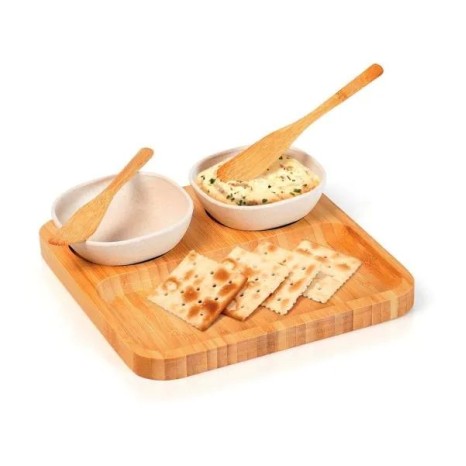 Conjunto para Petiscos e Patês em Bambu/Fibra de Bambu-5 Pçs Personalizado