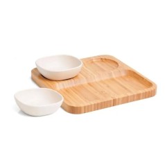 Kit Petisco e Patê em Bambu/Fibra de Bambu 3 Pçs Personalizado
