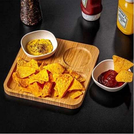 Kit Petisco e Patê em Bambu/Fibra de Bambu 3 Pçs Personalizado