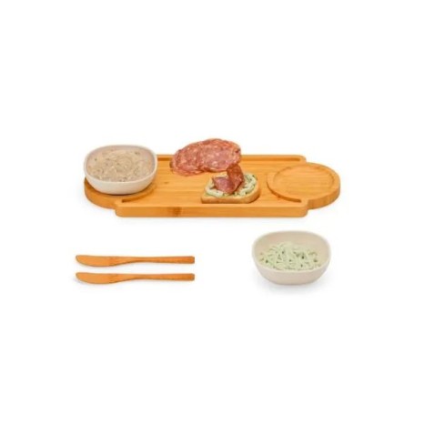 Conjunto para Petiscos em Bambu/Fibra de Bambu 5 Pçs Exclusive Personalizado