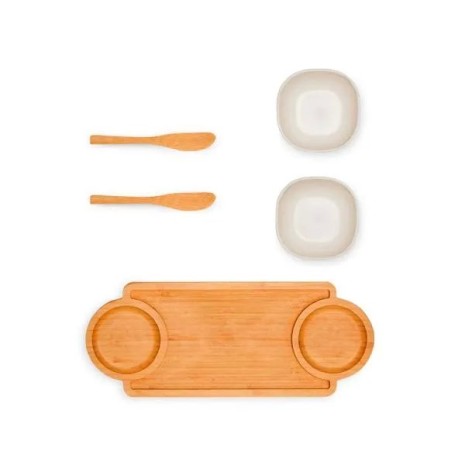 Conjunto para Petiscos em Bambu/Fibra de Bambu 5 Pçs Exclusive Personalizado