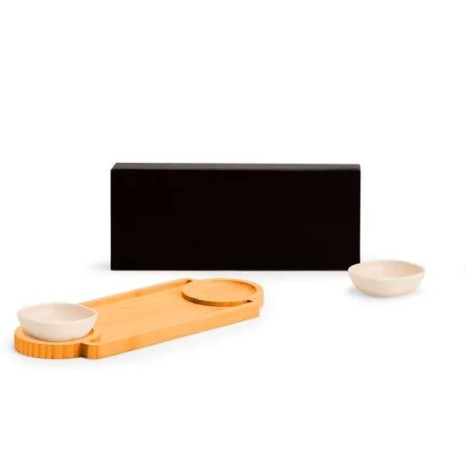 Conjunto para Petiscos em Bambu/Fibra de Bambu 3 Pçs Exclusive Personalizado