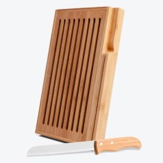 Migalheira em Bambu com Faca Verona 2 Pçs Personalizado