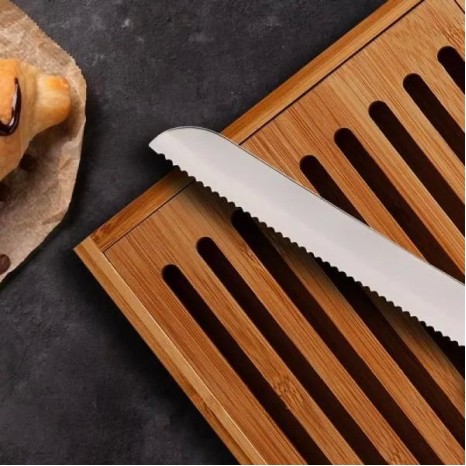 Migalheira em Bambu com Faca Verona 2 Pçs Personalizado