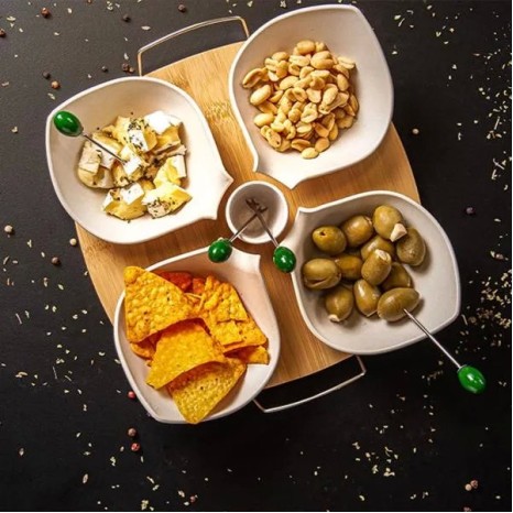 Conjunto para Petiscos em Bambu / Fibra de Bambu 10Pçs Personalizado