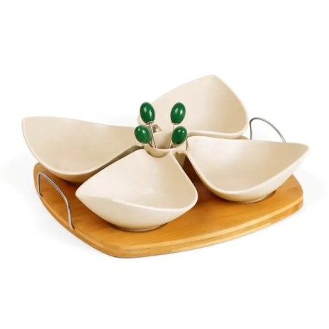 Conjunto para Petiscos em Bambu / Fibra de Bambu 10Pçs Personalizado