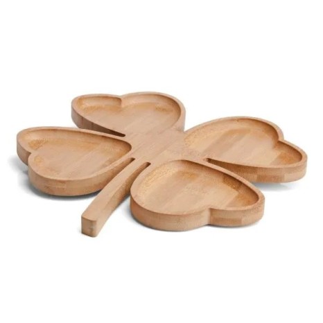 Petisqueira em Bambu com Formato de Trevo de 4 Folhas Personalizado