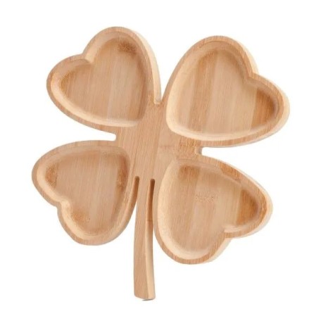 Petisqueira em Bambu com Formato de Trevo de 4 Folhas Personalizado