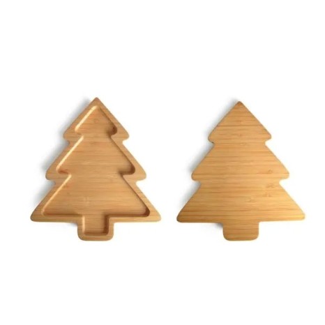 Petisqueira em Formato de Pinheiro em Bambu 24X22X2cm Personalizado