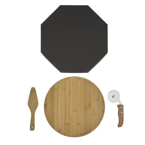 Conjunto para Pizza em Bambu 35 cm 3 Pçs Personalizado