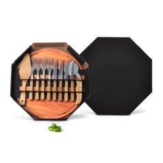 Conjunto para Pizza em Bambu/Madeira/Inox 35 cm 11 Pçs Personalizado