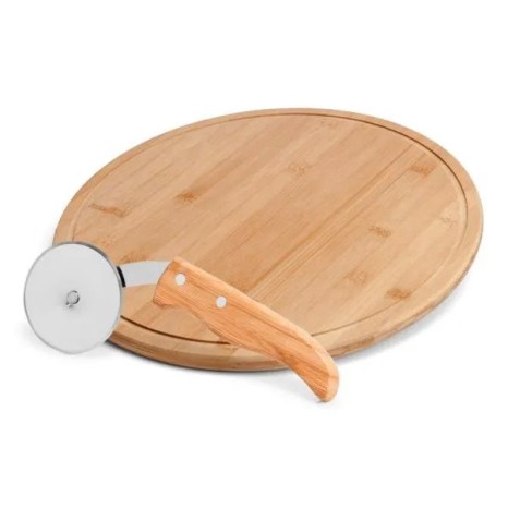 Conjunto para Pizza em Bambu Napoli 30 cm 2 Pçs Personalizado