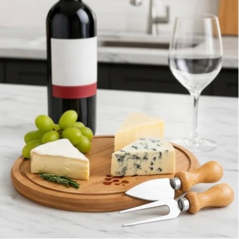 Conjunto para Queijo em Bambu / Inox 3 Pçs Personalizado