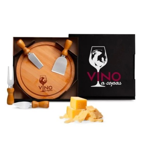 Conjunto para Queijo em Bambu / Madeira / Inox 5 Pçs Personalizado