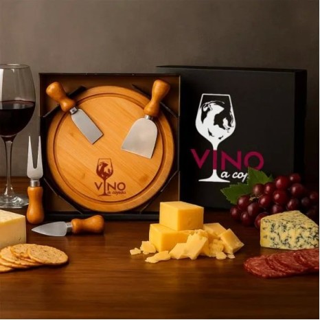 Conjunto para Queijo em Bambu / Madeira / Inox 5 Pçs Personalizado
