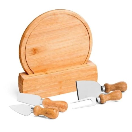 Conjunto para Queijo em Bambu / Madeira / Inox Córdoba 6 Pçs Personalizado