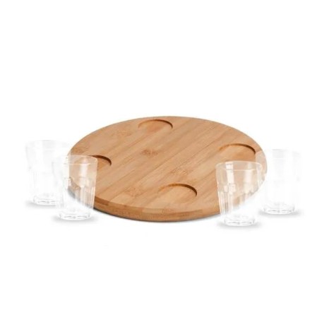 Conjunto em Bambu com 4 Copos para Dose 5 Pçs Personalizado