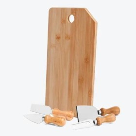 Conjunto para Queijo em Bambu / Madeira / Inox Oregon 5 Pçs Personalizado