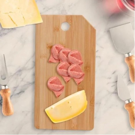 Conjunto para Queijo em Bambu / Madeira / Inox Oregon 5 Pçs Personalizado