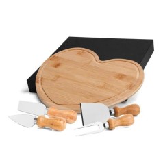 Kit para Queijo com Tábua Formato Coração 5 Pçs Personalizado