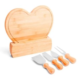 Conjunto para Queijo em Bambu / Madeira / Inox 6 Pçs Personalizado