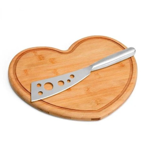 Conjunto para Queijo em Bambu / Inox 2 Pçs Personalizado