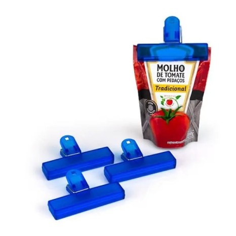 Prendedores de Embalagem em Poliestireno Azul 4 Pçs Não Acompanha Molho Personalizado