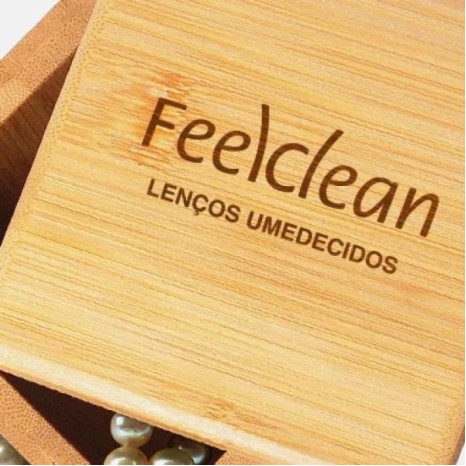 Porta Objetos em Bambu com Tampa Giratória Personalizado