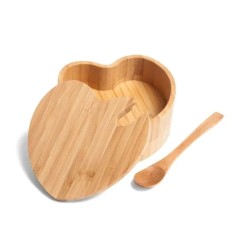 Açucareiro com Formato de Coração e Colher em Bambu Personalizado
