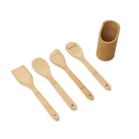 Conjunto de Utensílios em Bambu 5 Pçs Personalizado
