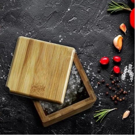 Saleiro em Bambu com Tampa Giratória Personalizado