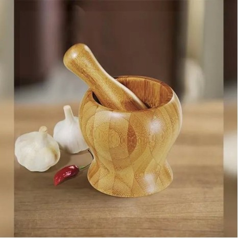 Amassador de Temperos em Bambu Pilão 14cm Personalizado