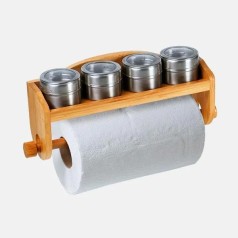 Porta Condimentos em Bambu com Acessórios Personalizado