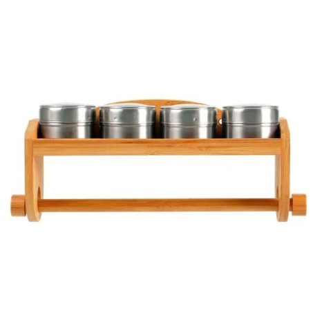 Porta Condimentos em Bambu com Acessórios Personalizado