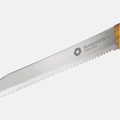Faca para Pão Inox / Bambu Special Line com Caixa 7" Personalizado