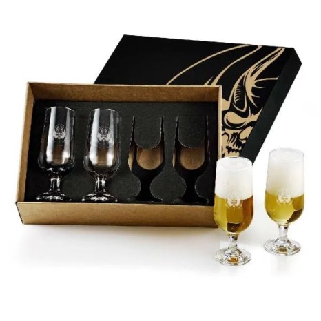 Jogo de Copos Vidro P / Cerveja / Drink 300 Ml 4 Pçs Personalizado