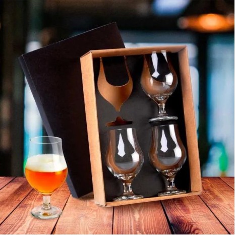 Jogo de Copos Vidro P / Cerveja / Drink 400 Ml 4 Pçs Personalizado