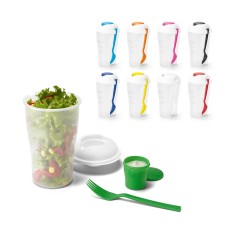 Copo para salada em PP com garfo e molheira 850 mL com logotipo